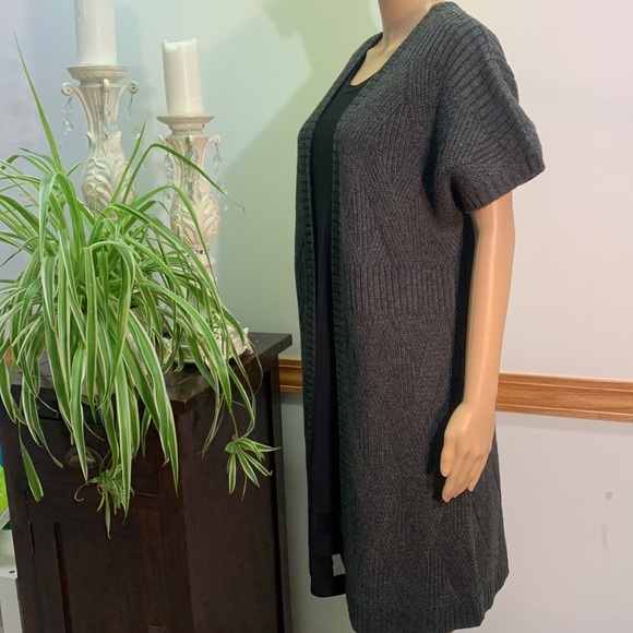 Wool Blend Long Sweater with Short Sleeves - Picture 4 of 7